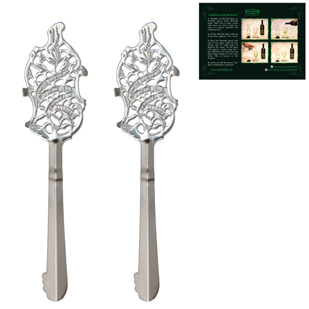 Premium Absinthe Spoon Spoons Set | High Quality | Stainless Steel | 1x Card