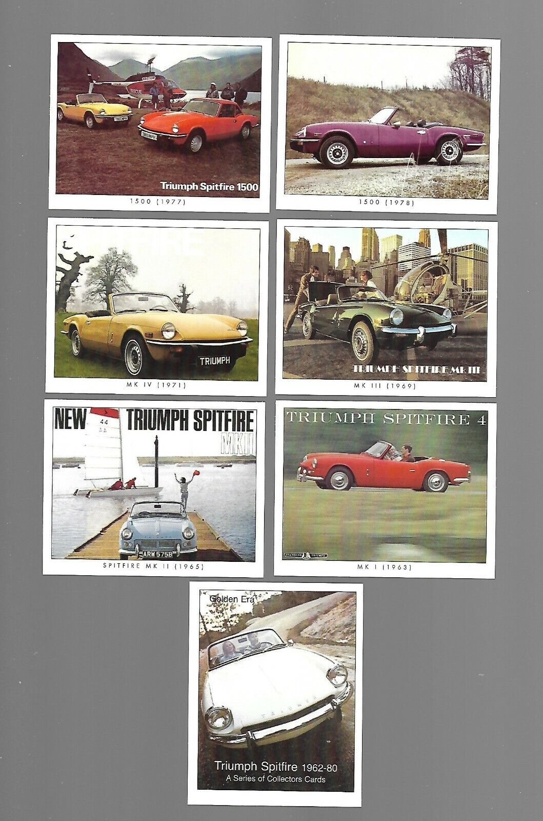 CIGARETTE/TRADE/CARDS.Golden Era.TRIUMPH SPITFIRE 1962-80.(2007).(Full Set of 6)