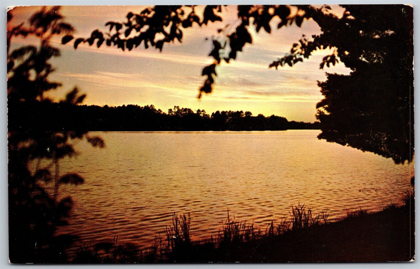 Vtg Greetings Greenbay Wisconsin WI Sunset Over Lake View 1950s Old Postcard