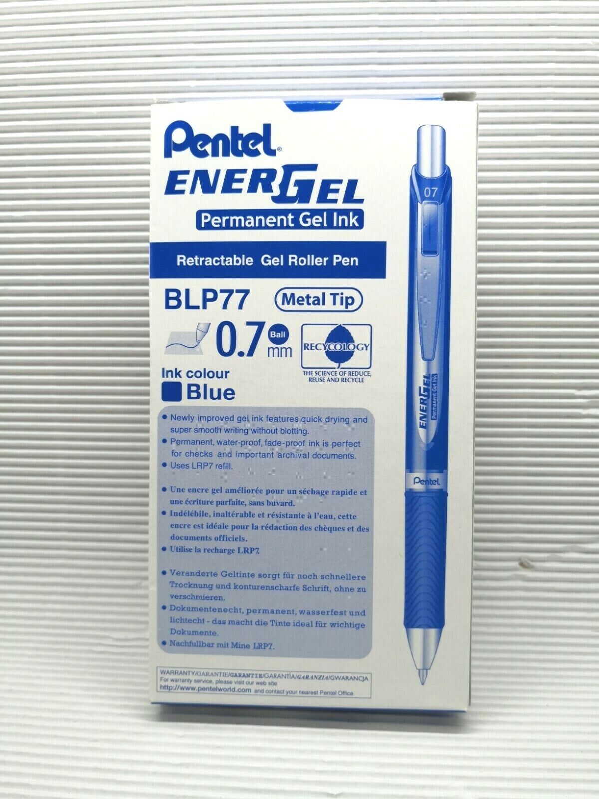 12pcs NEW Pentel Ener Gel BLP-77 0.7mm Permanent Gel ink/roller pen Blue(Japan)