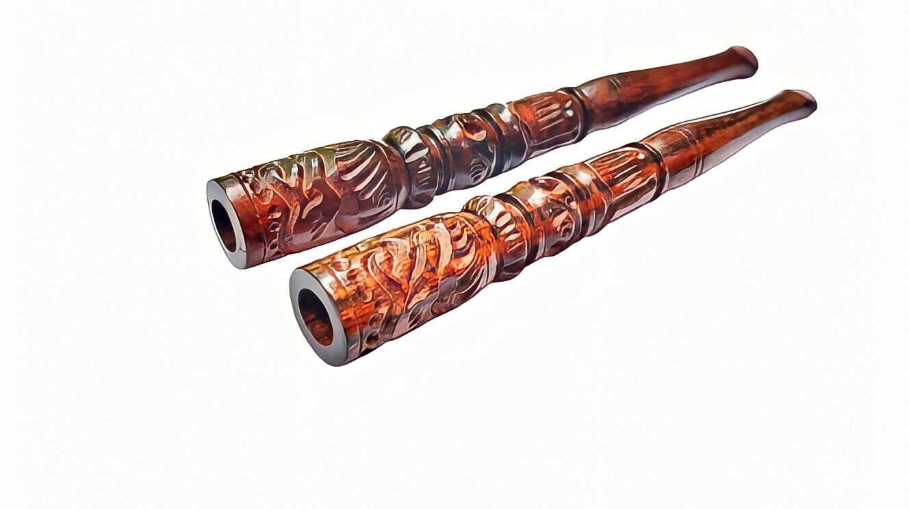 New 4 pcs Pure Red wooden 5 inch cigarette holder smoking tobacco pipe handmade