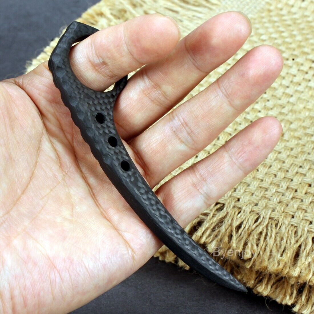 Carbon Fiber Claw Karambit Knife Fixed Blade EDC Tools Survival Bag Pendant
