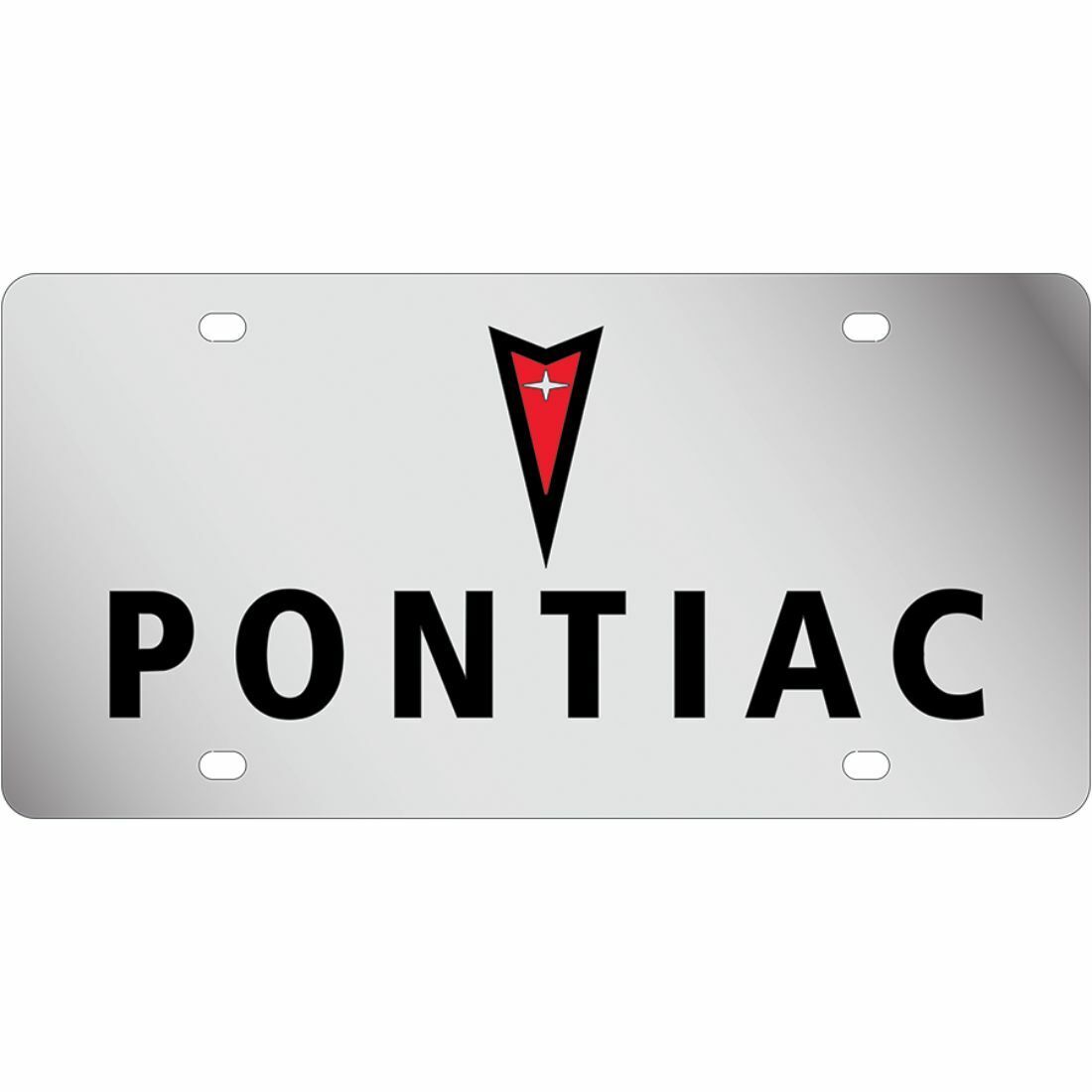 Stainless Steel Pontiac Black Red Logo and Black License Plate Frame 3D Novelty
