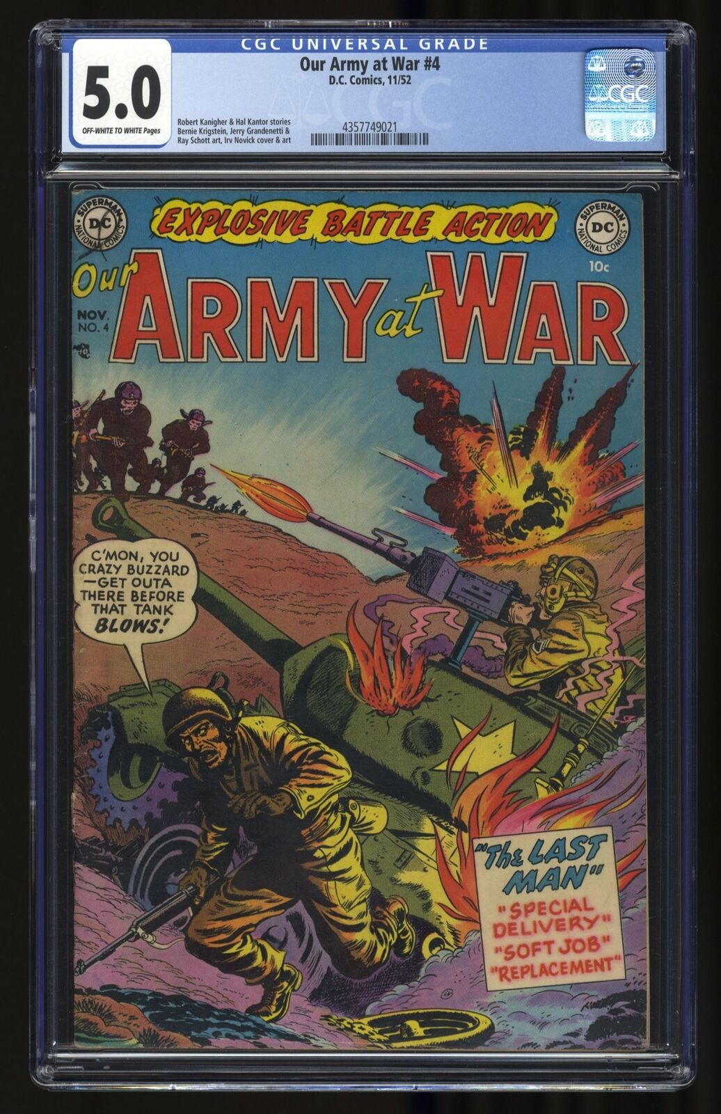 Our Army at War (1952) #4 CGC VG/FN 5.0 The Last Man Irv Novick Cover