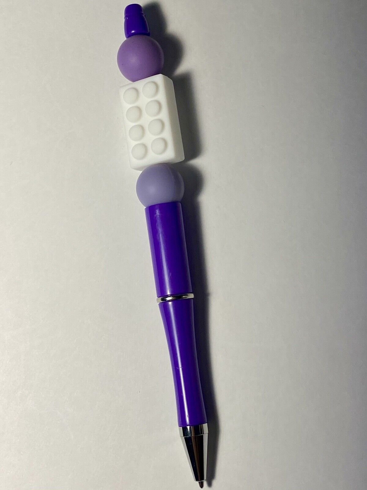 NEW Beaded Ink Pens Custom Penpal Stationery Ballpoint Lego Purple White