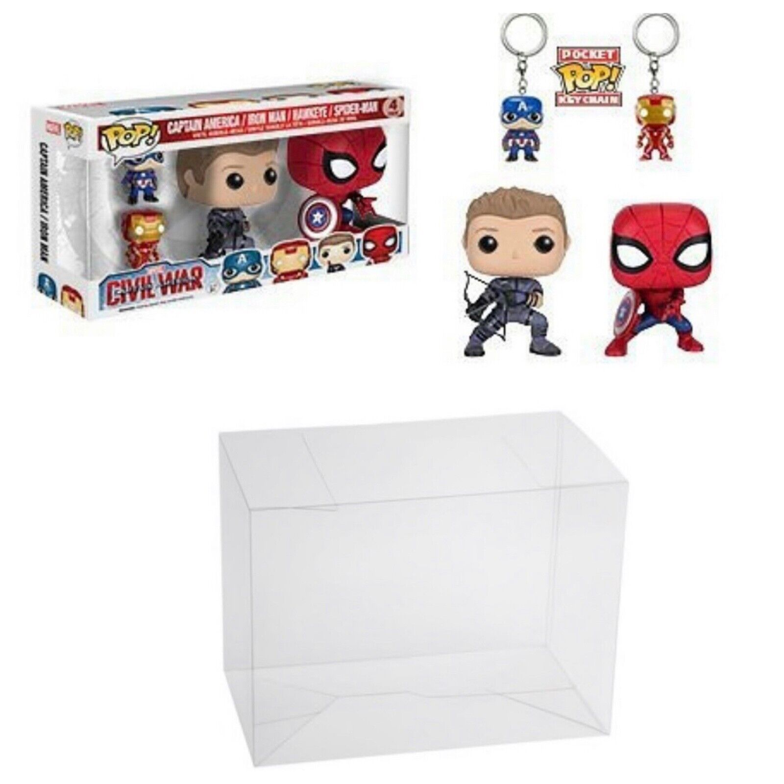 0.50mm Box Protector Fits Civil War FUNKO POP 4 PACK with the Keychains