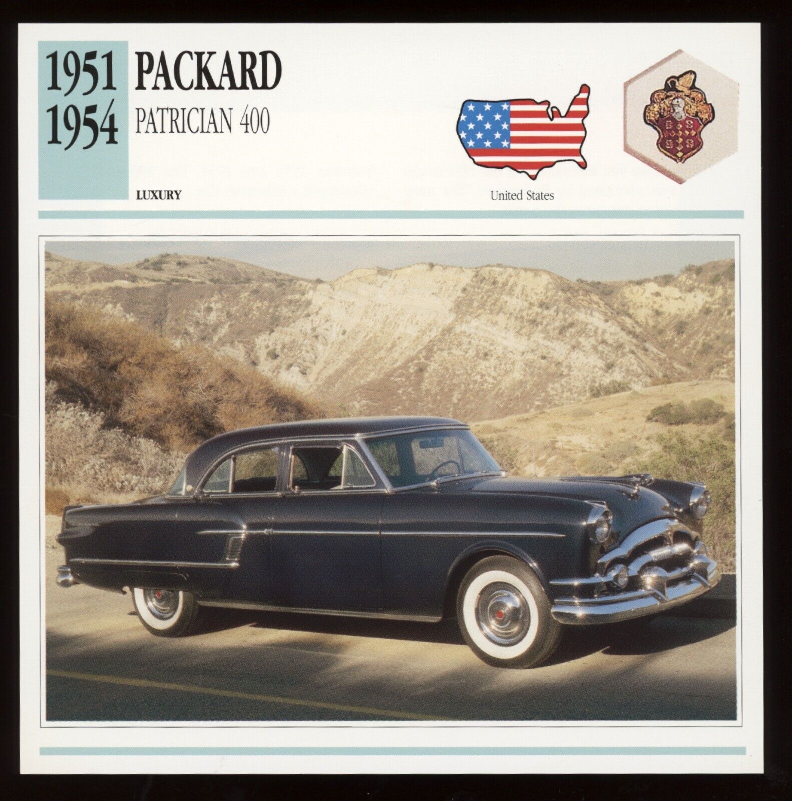 1951 - 1954 Packard Patrician 400  Classic Cars Card