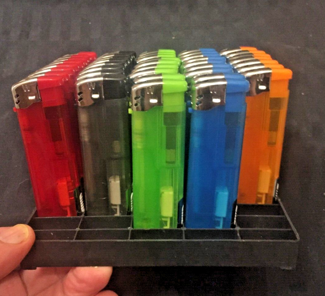 Electronic Refillable Lighters Adjustable Flame Built In LED Light 50 Display