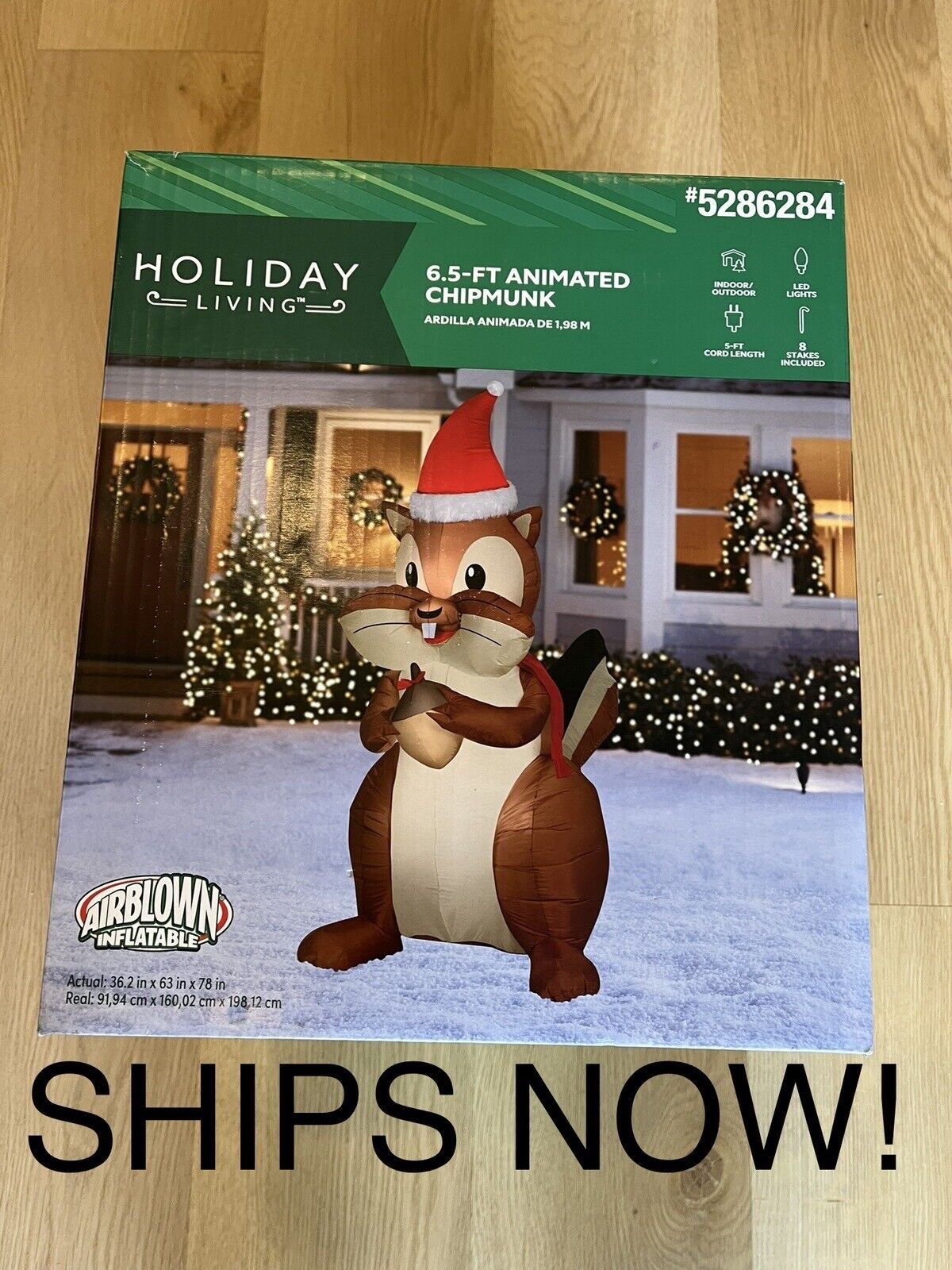 BRAND NEW 6.5 ft. Animated Inflatable Chipmunk w/ Acorn Christmas Decoration