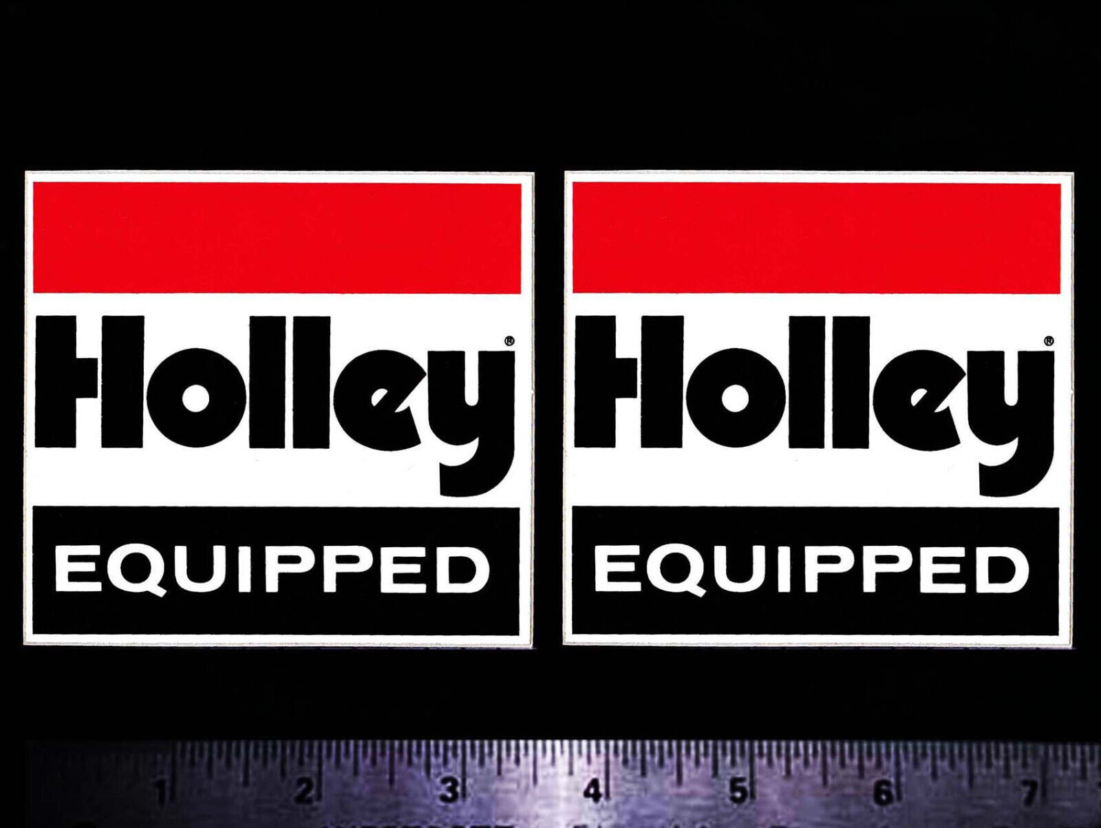 HOLLEY Equipped - Set of 2 Original Vintage Racing Decals/Stickers - 3.50 inch