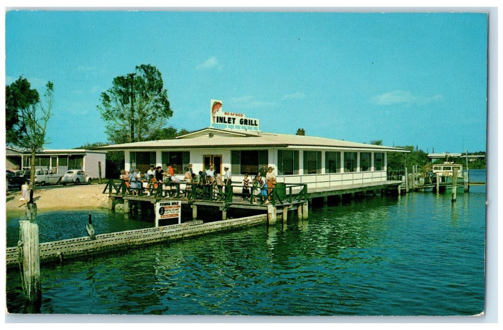 c1960's Inlet Grill Harbor Restaurant Daytona Beach Florida FL Unposted Postcard