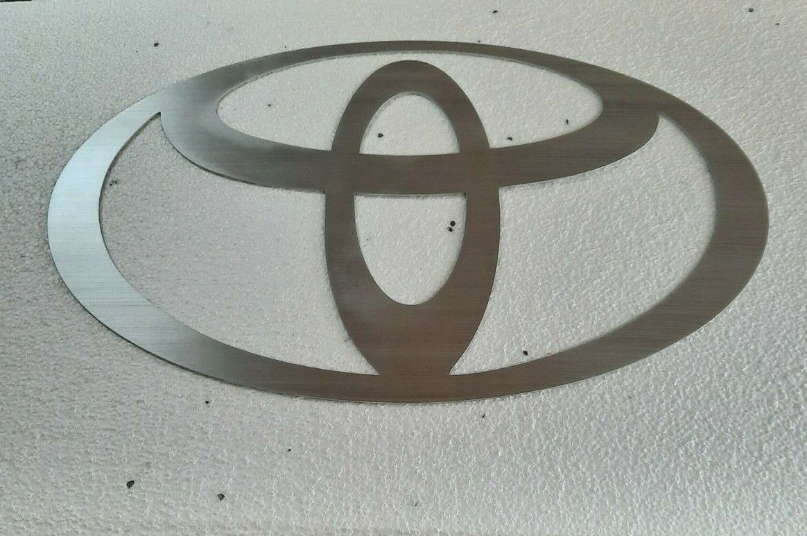Toyota Logo Brushed Aluminum 2 Feet Wide Garage Sign Gift