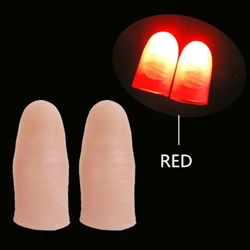 1 Pair Creative Magic Makers Red Light up Thumb Tips with LED Red Magic Thumb Ti