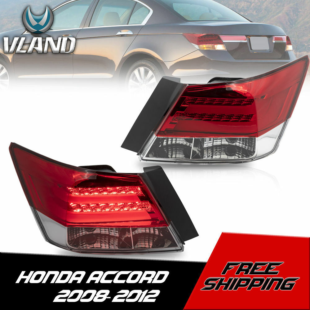 VLAND LED Tail Lights Rear Brake Lamps For 2008-2012 Honda Accord Left + Right