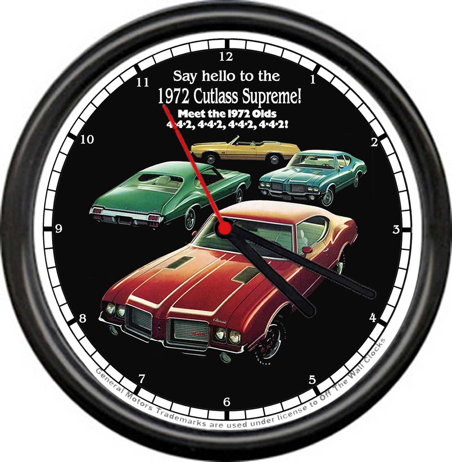 1972 Oldsmobile Cutlass Supreme 442 4 Cars Olds General Motors Sign Wall Clock