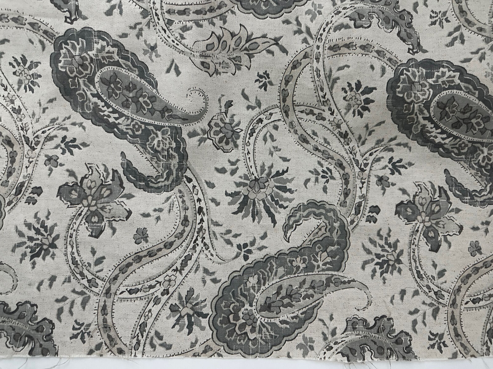 HUDSON 43 Namaste Pewter Cotton Linen paisley Upholstery Fabric 55 x 4 yards NEW