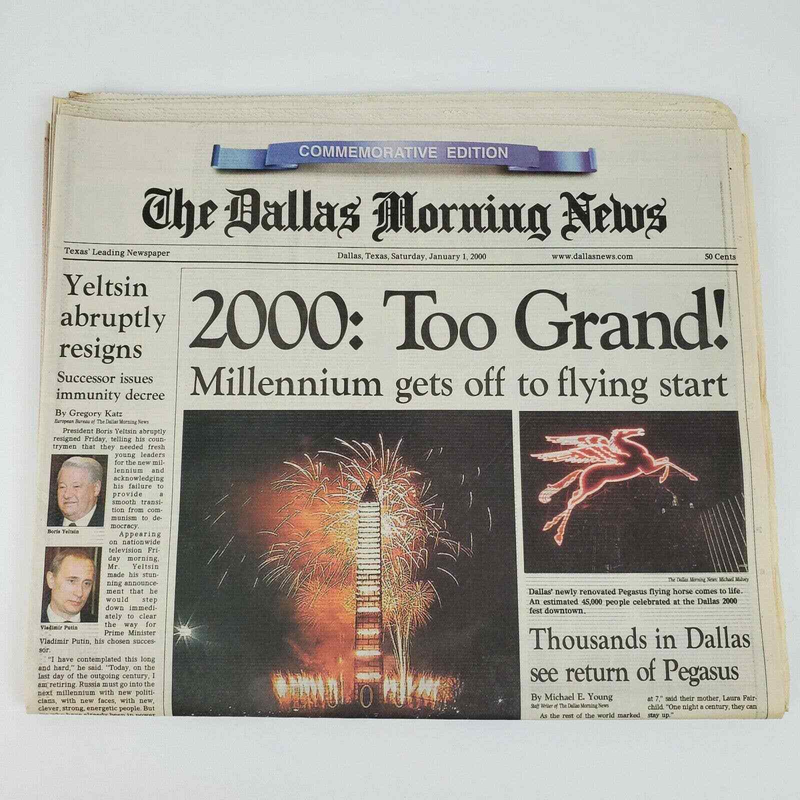 Vintage 2000 Millennium Dallas Morning News Commemorative Edition FULL PAPER