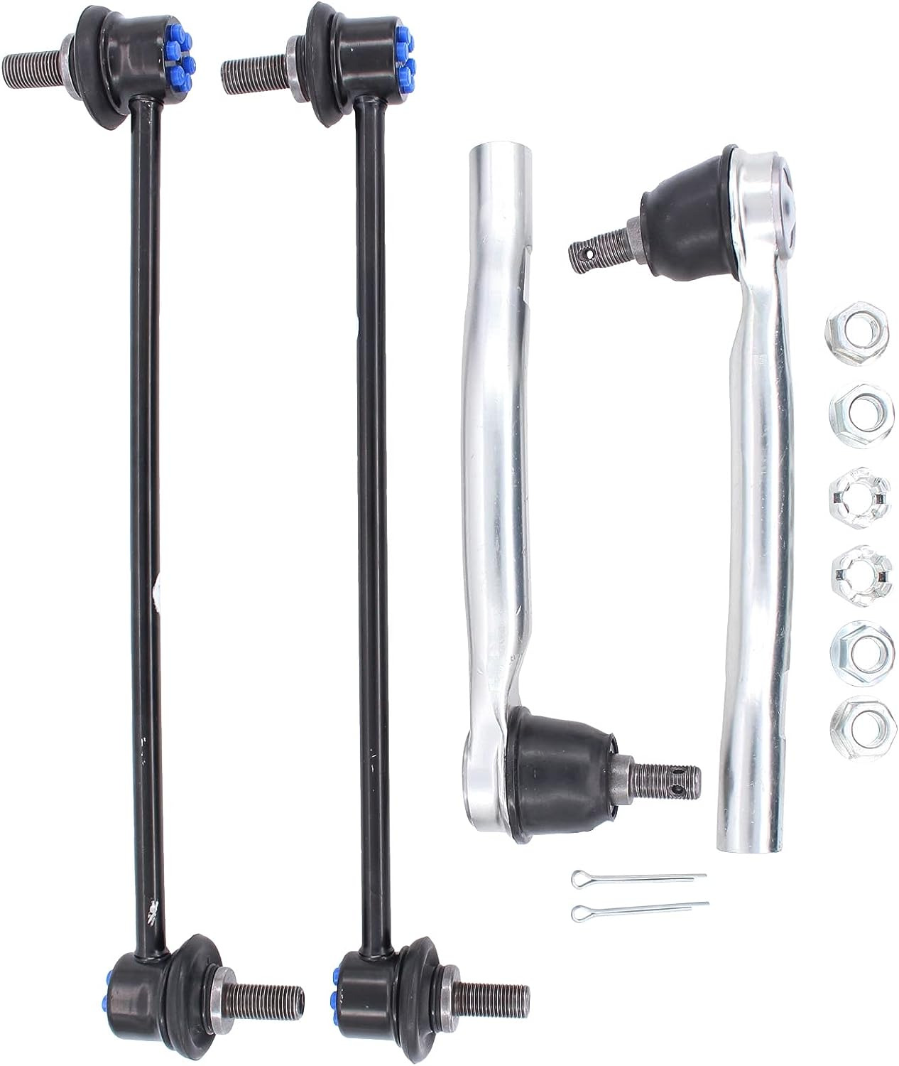 Front Left Right Suspension Stabilizer Sway Bar End Links and Outer Tie Rod Ends