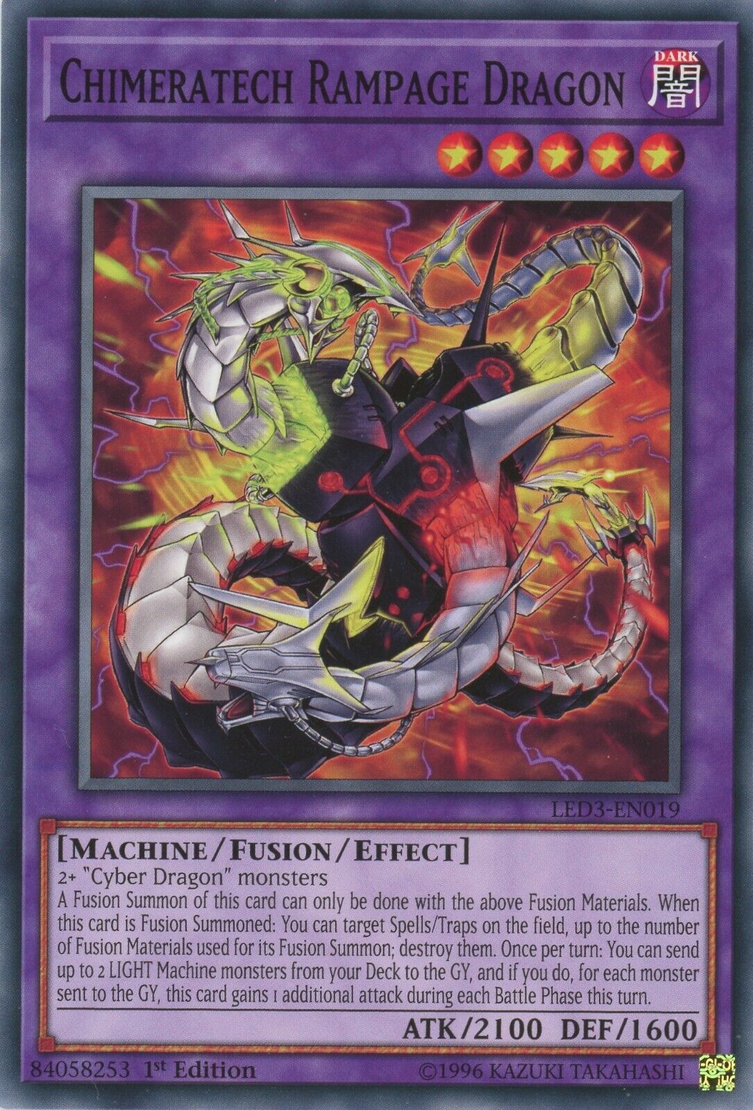 Yugioh Chimeratech Rampage Dragon LED3-EN019 Common Mint Condition 