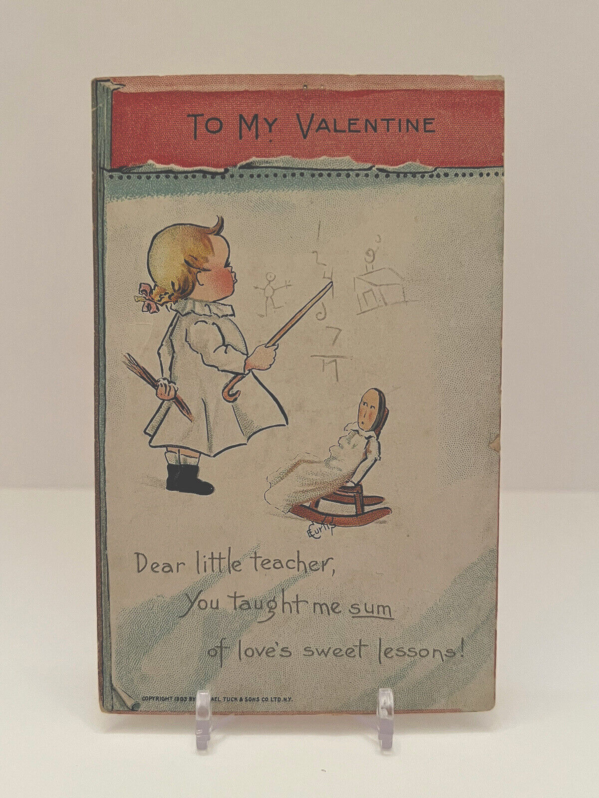 Vintage 1903 Raphael Tuck & Sons “To My Valentine” Dear Little Teacher Postcard