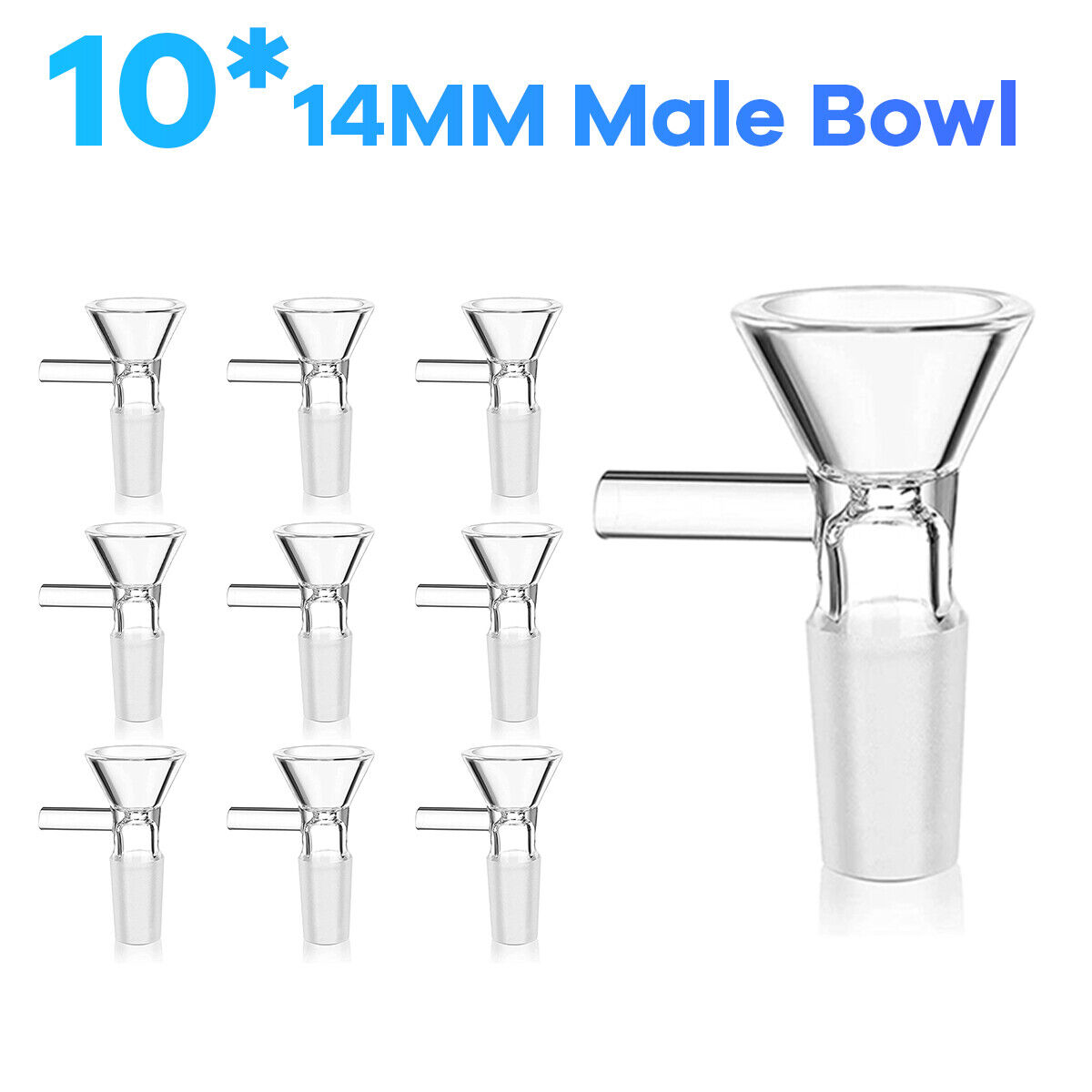 Set of 10 14MM Male Glass Bowl For Water Pipe Hookah Bong Replacement Head NEW