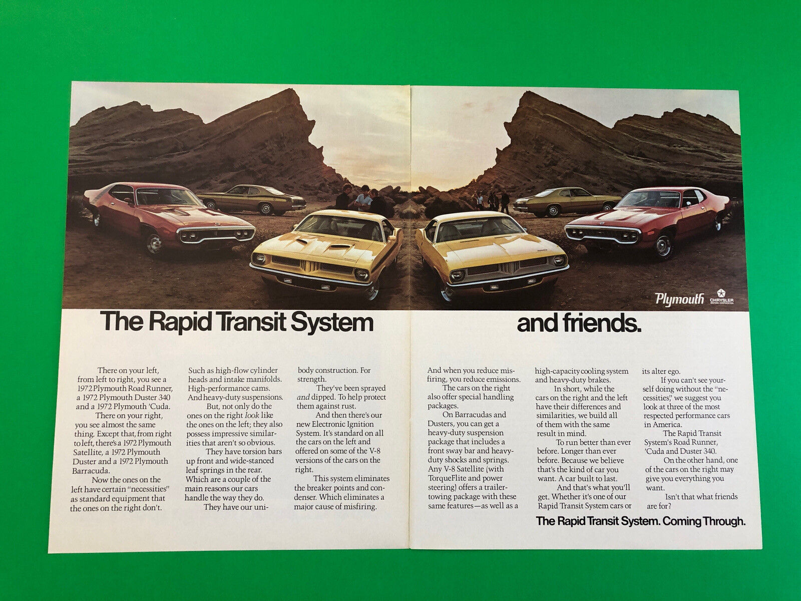 1972 PLYMOUTH CUDA ROAD RUNNER ORIGINAL VINTAGE PRINT AD ADVERTISEMENT PRINTED