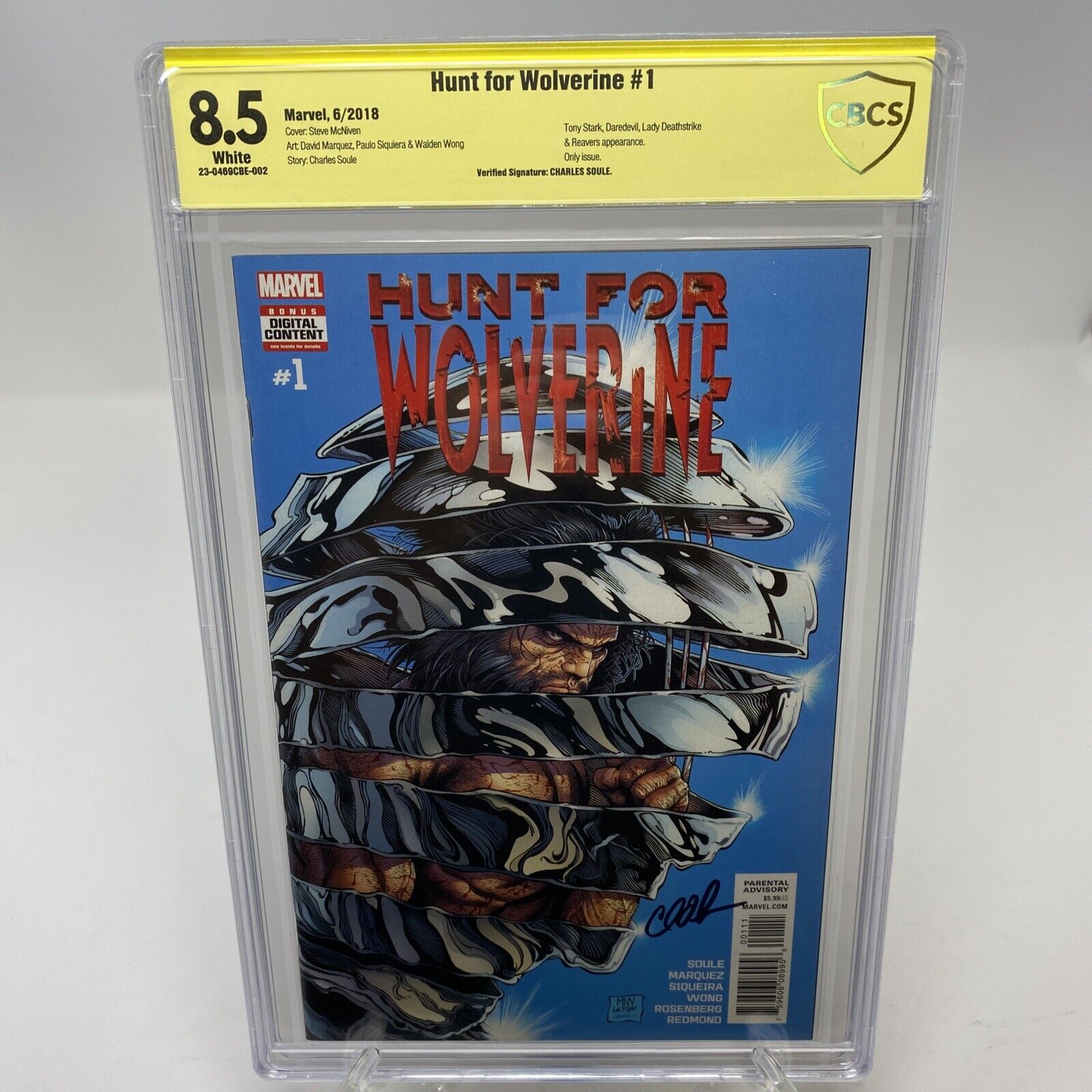 Hunt for Wolverine #1 CBCS 8.5 Steve McNiven Marvel Charles Soule Signature SS