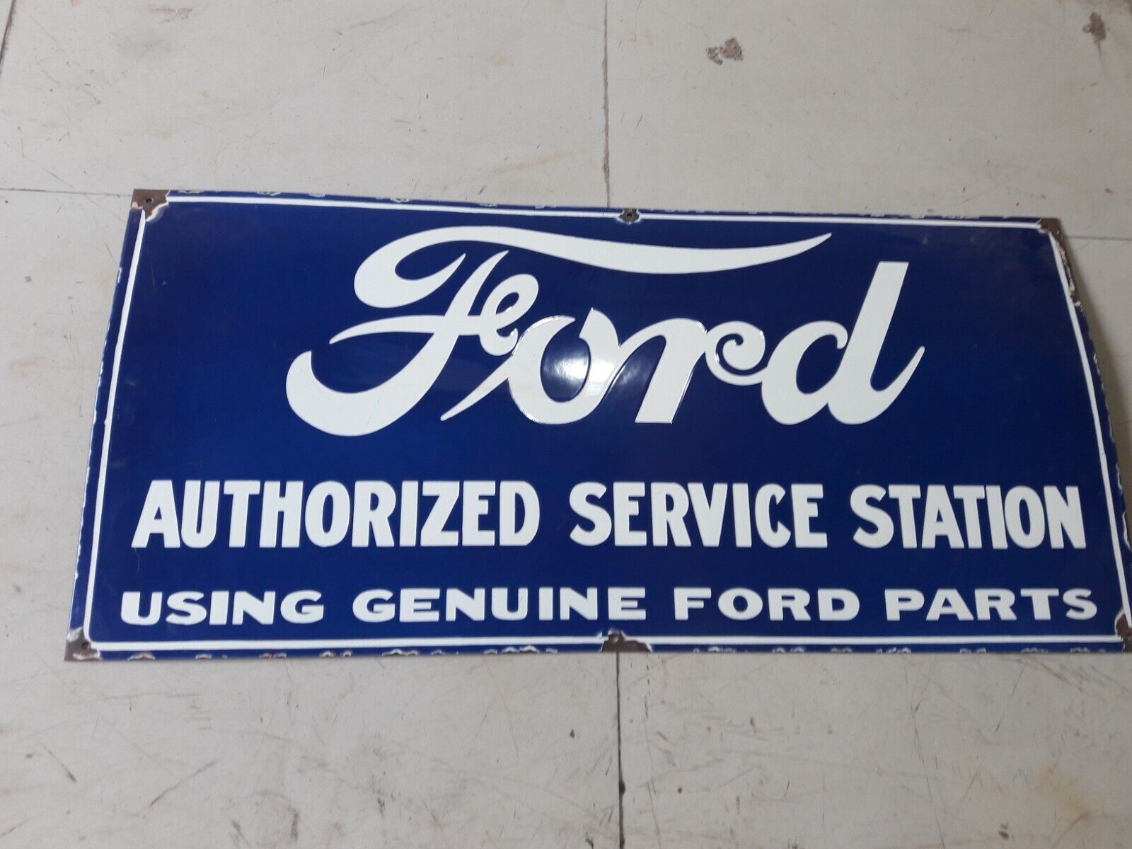 PORCELAIN GENUINE FORD PARTS ENAMEL SIGN 60X24 INCHES