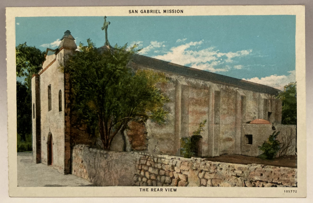 The Rear View San Gabriel Mission Indian Graveyard Unposted Vintage Postcard