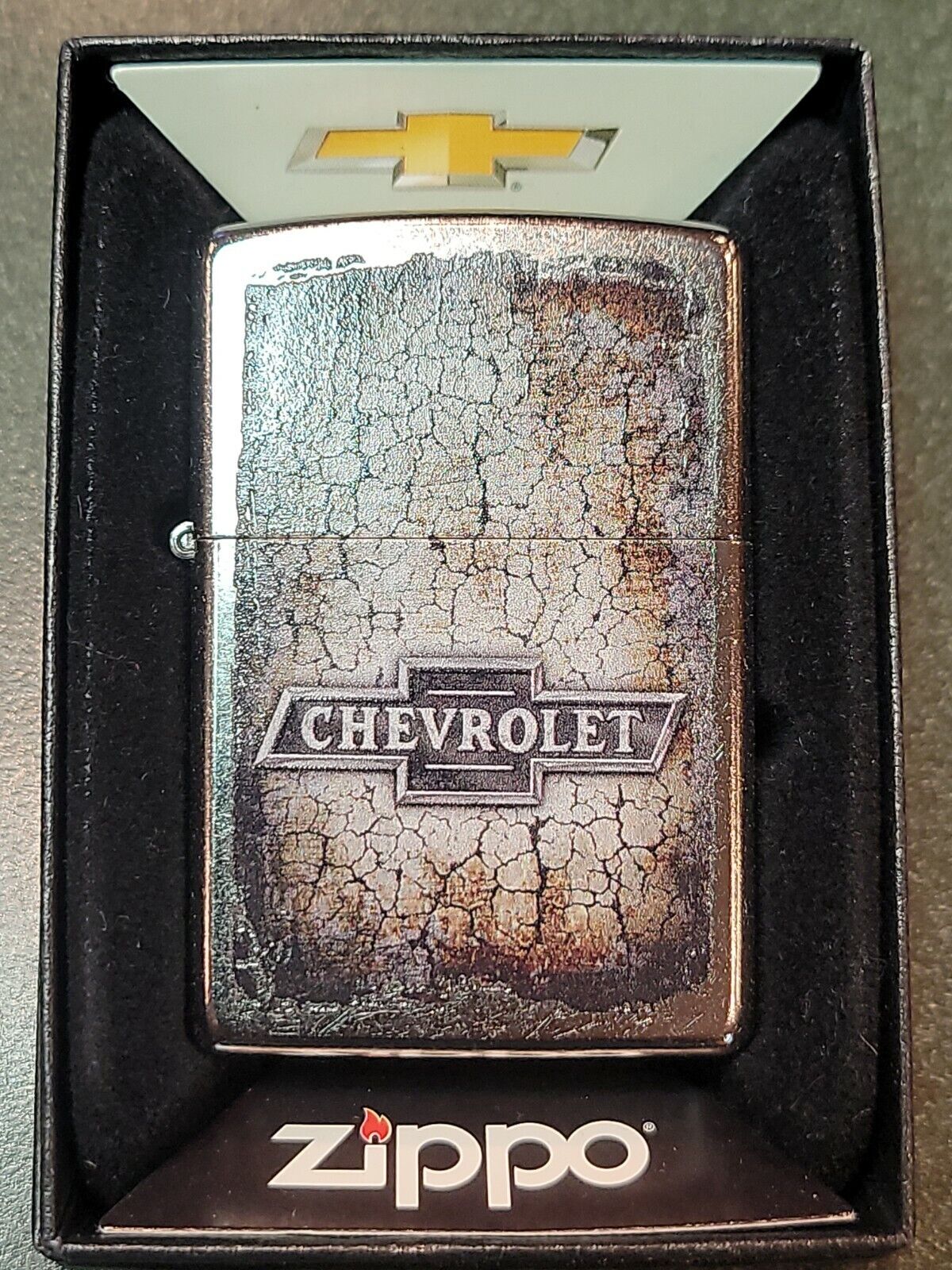 Zippo Lighter - Chevrolet Chevy - GM - Bowtie - SS PARCHED DESIGN - #107