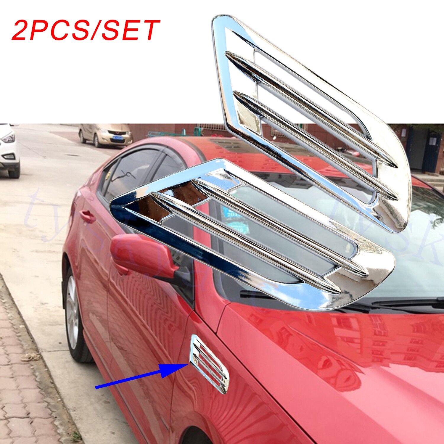 Universal Chrome Car Body Door Fender Moulding Sticker Air Flow Vent Grille Trim