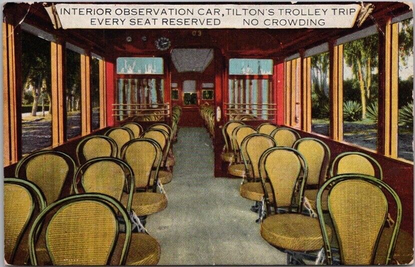 c1910s Long Beach, California Postcard TILTON'S TROLLEY TRIP Car Interior View