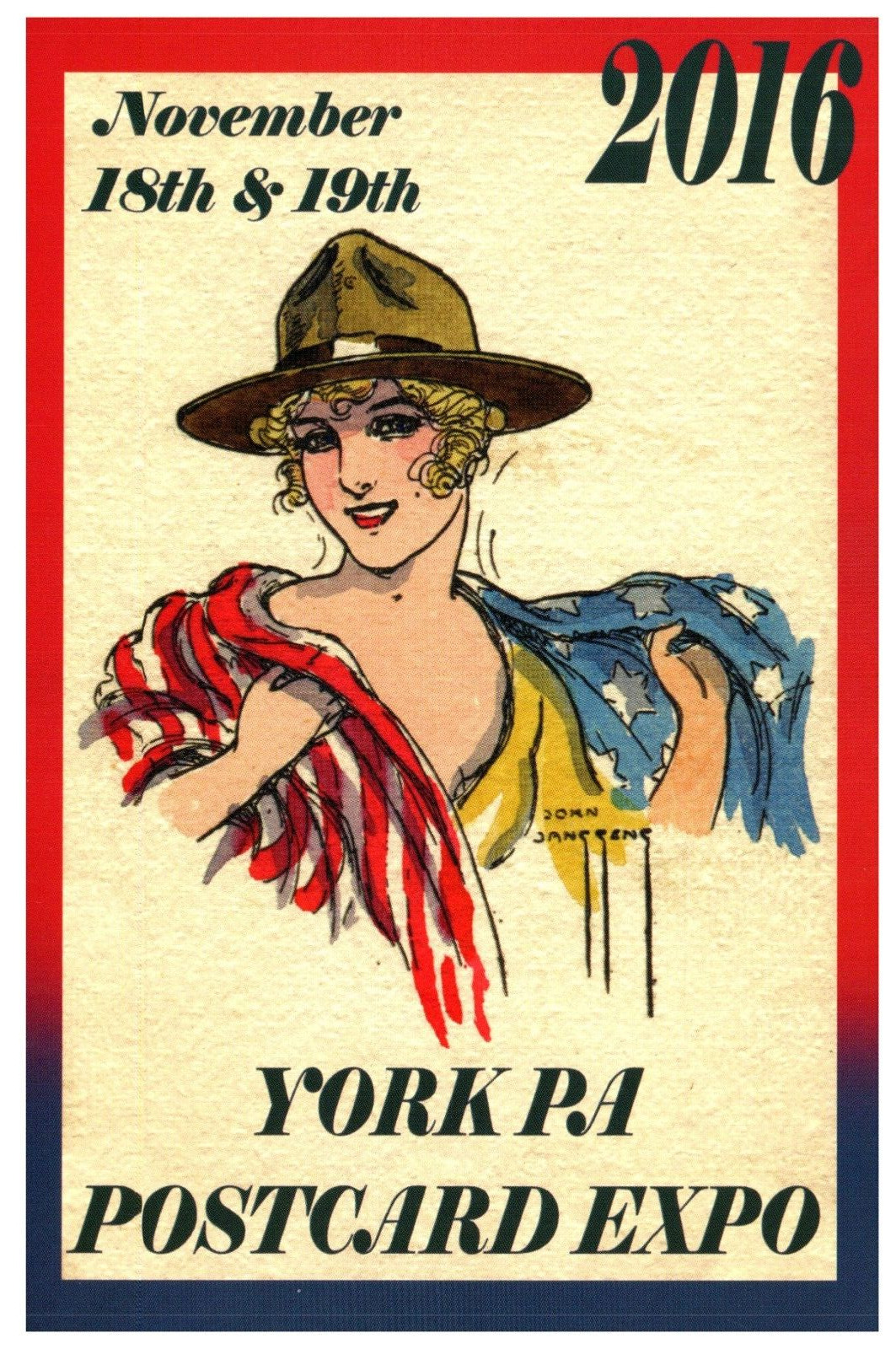 Female America Postcard York Pennsylvania Postcard Expo 2016 advertising