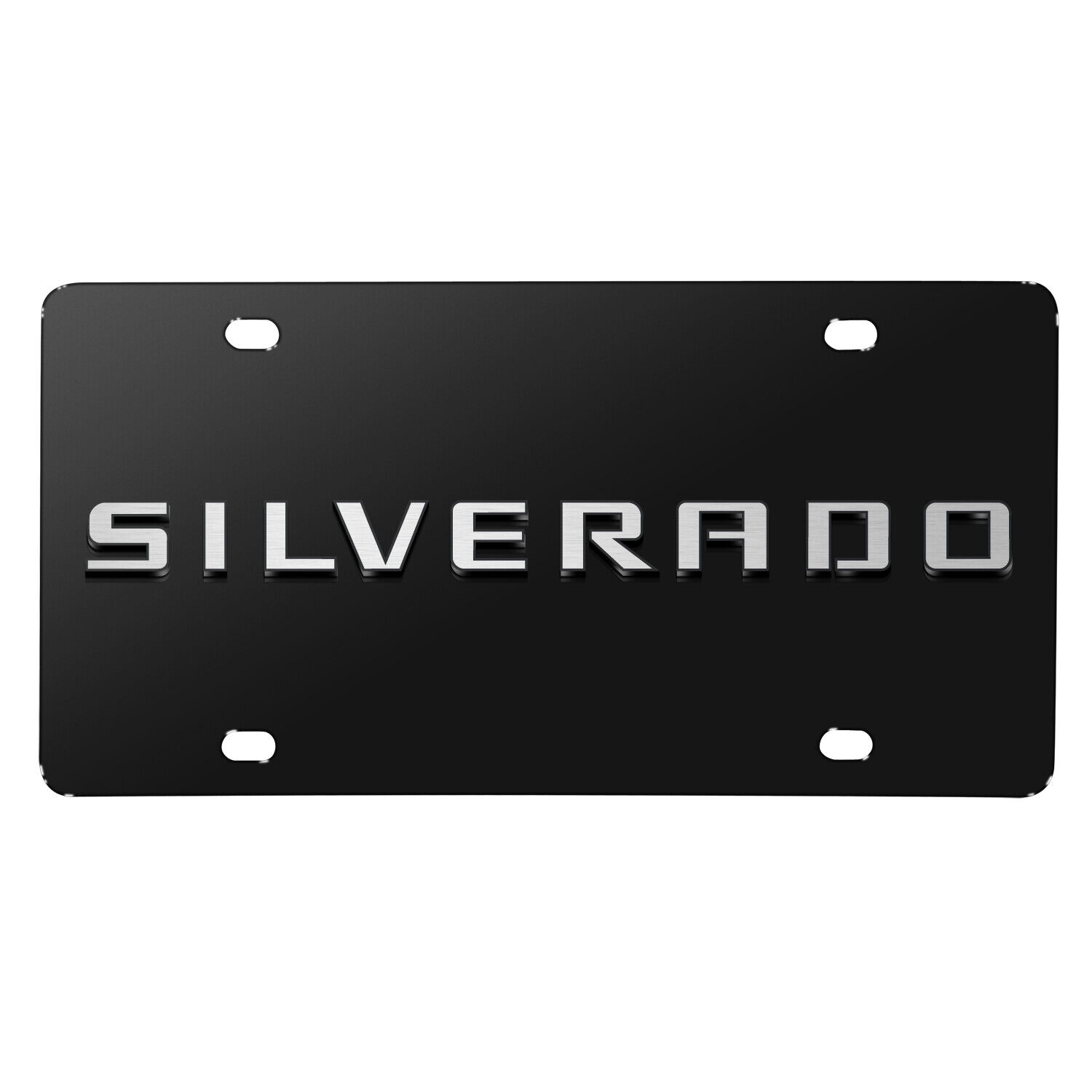 Chevrolet Silverado 3D Nameplate Black Stainless Steel License Plate