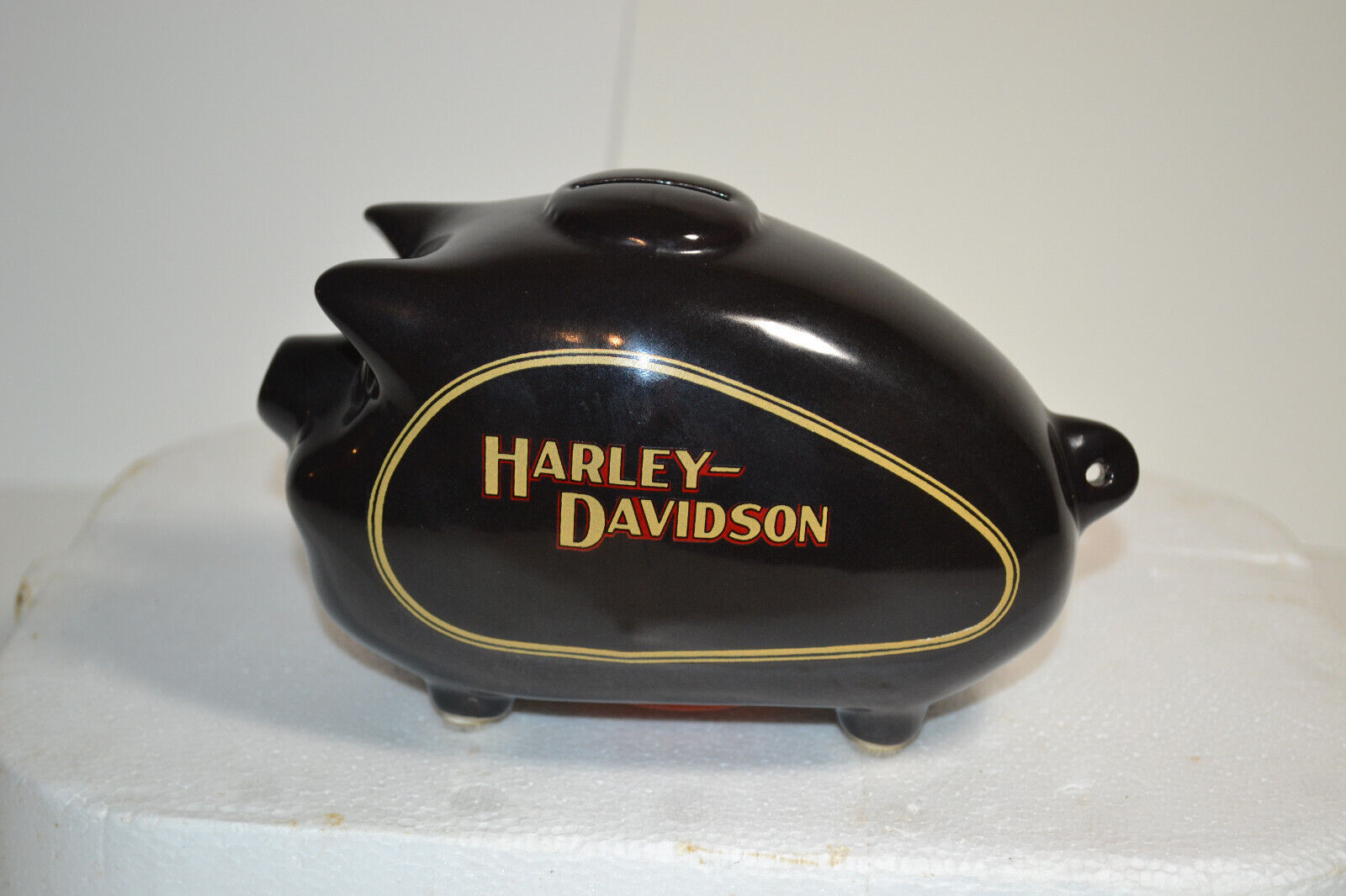 Harley Davidson  Gas Tank Piggy Bank, Black Hog, 6” Long VINTAGE