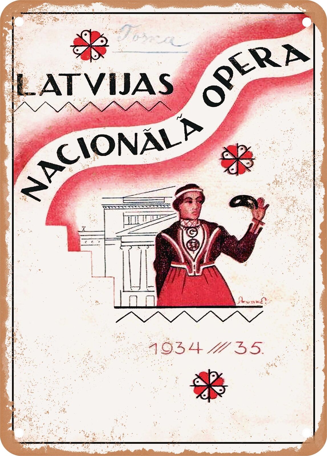 METAL SIGN - 1934 Latvian National Opera 1934-35 Vintage Ad