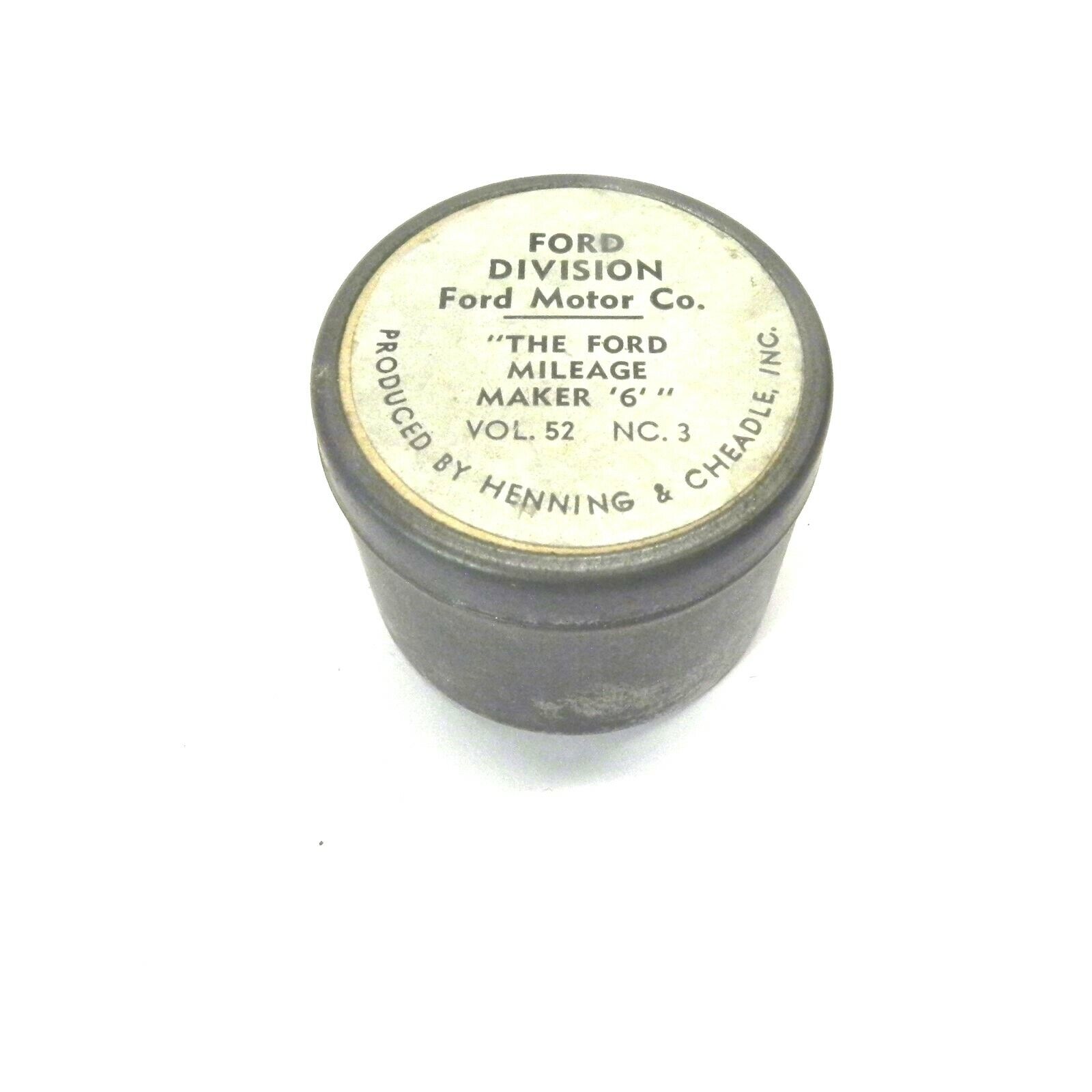 FORD THE FORD MILAGE MARKER \'6\' TIN CAN FOMOCO CANT OPEN VINTAGE SMALL CAN TIN 