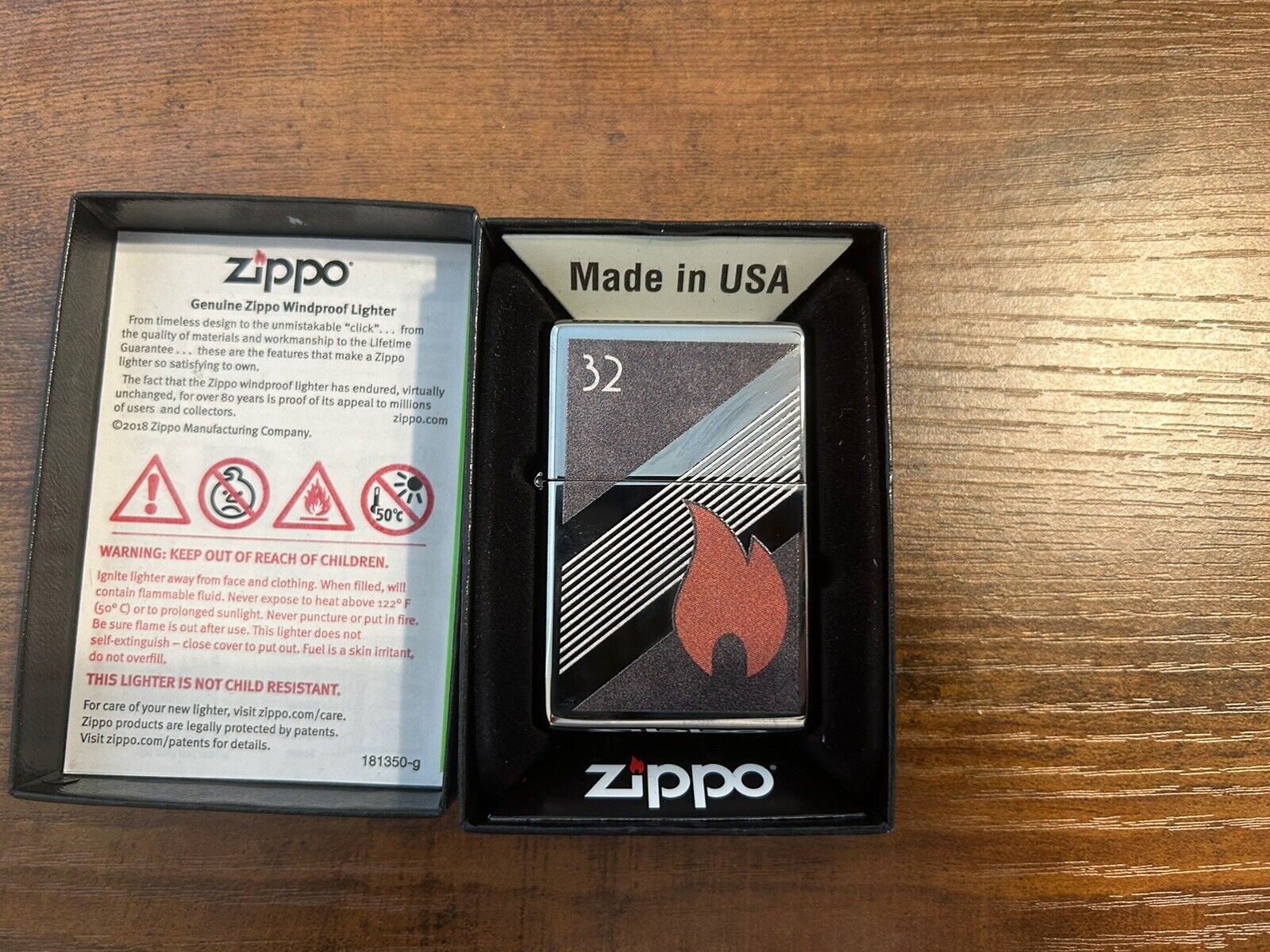 Zippo 48623, 32 Flame Design, Vintage High Polish Chrome Finish Lighter