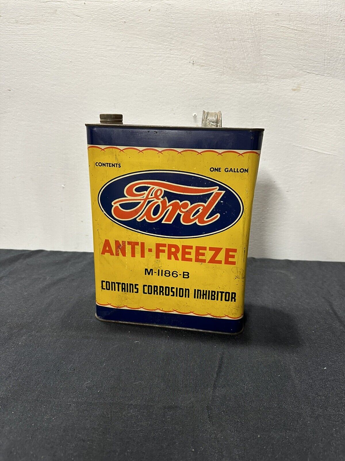 Rare Antique Early Ford Anti Freeze Can Motor Oil Metal - Clean