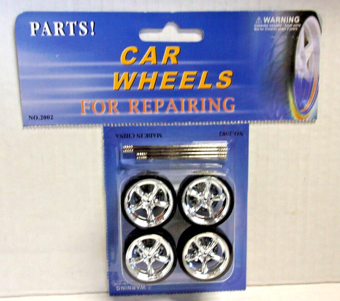 #1 REPLACEMENT WHEELS & TIRES SET RIMS 4-1/24 SCALE FITS MOST CARS & TRUCKS