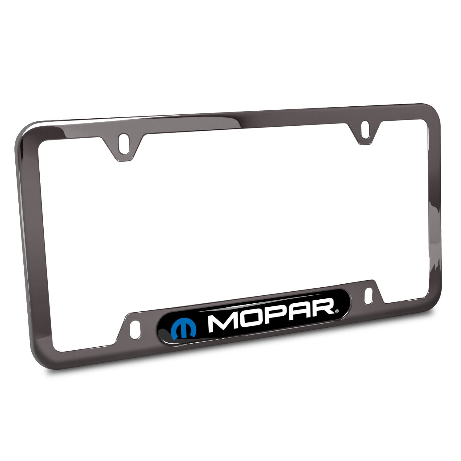 Mopar Black Insert Gunmetal Chrome Stainless Steel License Plate Frame