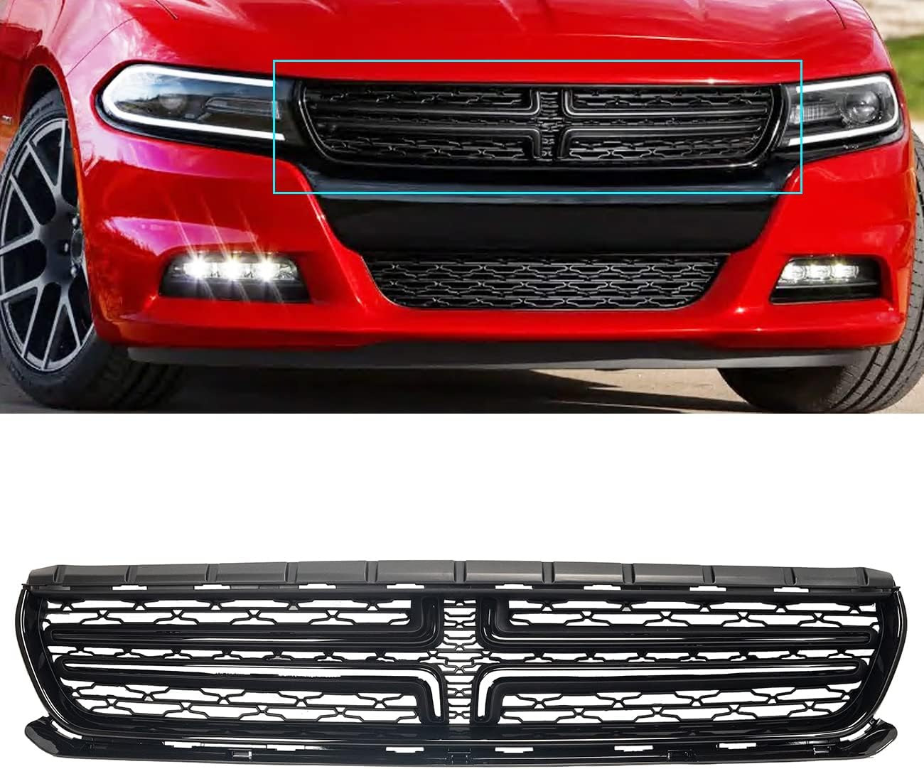 Front Bumper Grille Grill Upper Radiator Compatible with 2015-2018 Dodge Charger