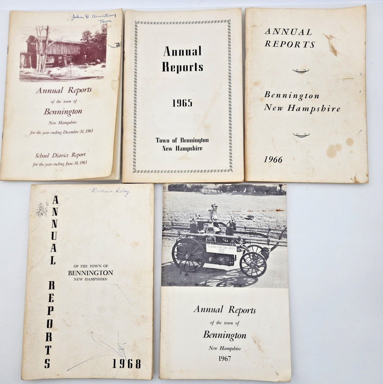 Town of Bennington NH Annual Reports 1963 1965 1966 1967 1968 GVC