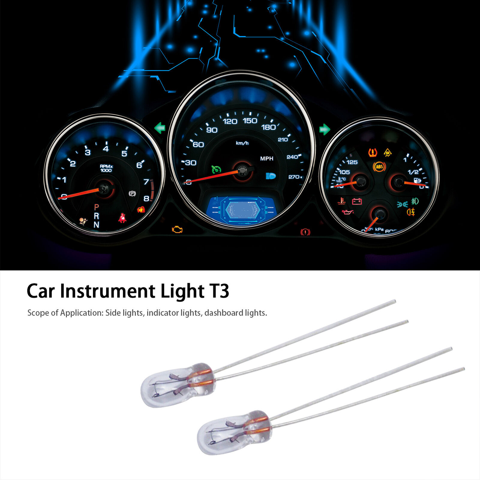 10 pcs 12V Car Automobile Instrument Light LED T3 Dashboard White Lights Bulb