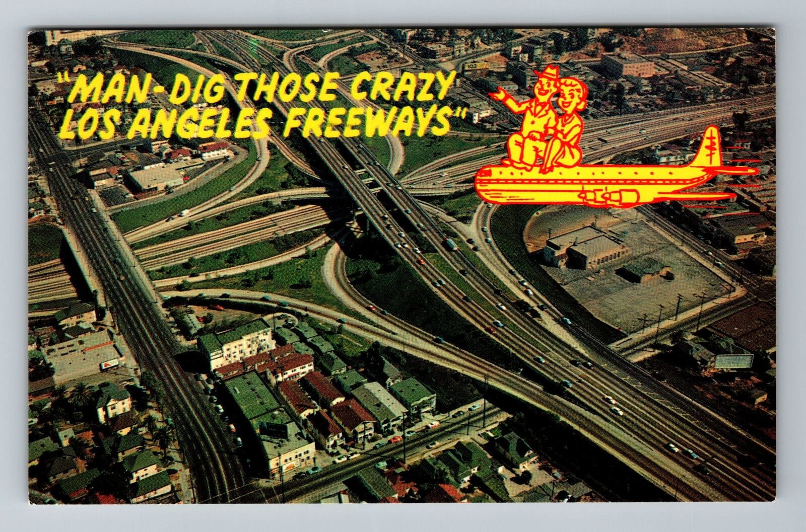 Los Angeles CA-California, L.A. Freeway System, c1968 Vintage Postcard