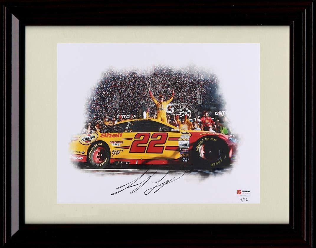 16x20 Framed Joey Logano Autograph Replica Print - Daytona 500 Win Victory Lane