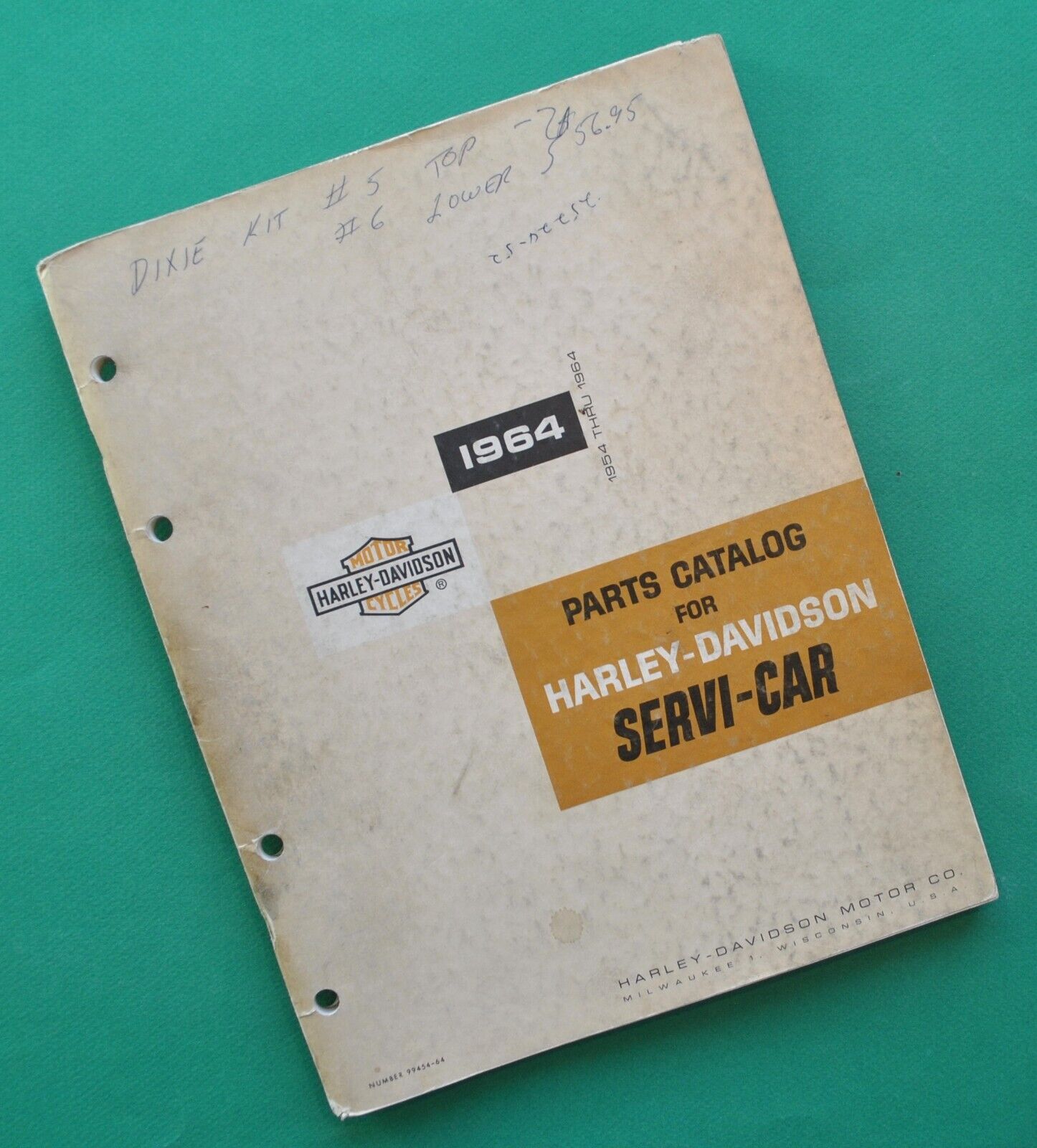Original 1954 - 1964 Harley Davidson G GE Servi Car Parts Catalog Manual Book