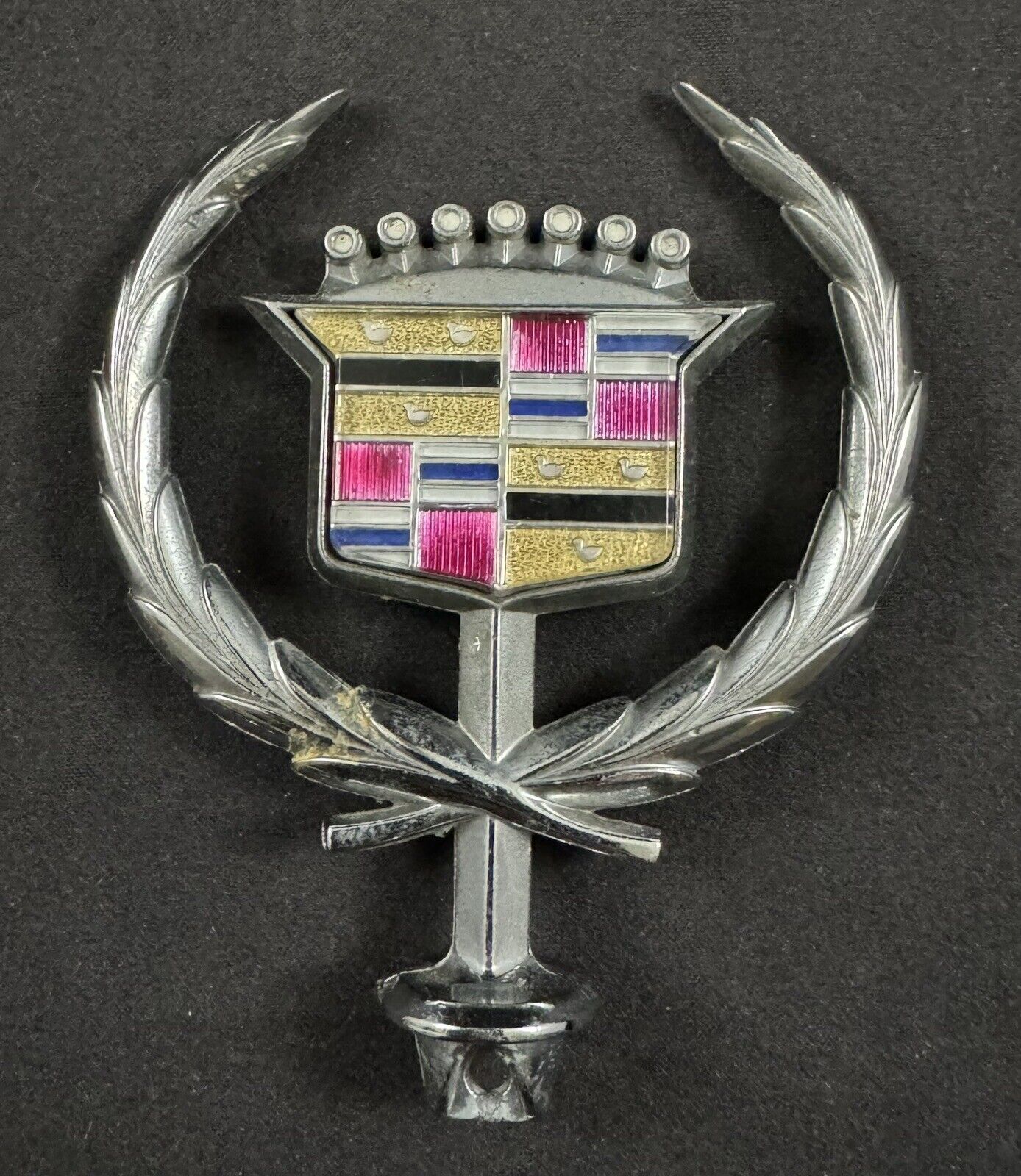 Vintage Cadillac Eldorado Hood Ornament Emblem Trim User Badge Crest Chrome