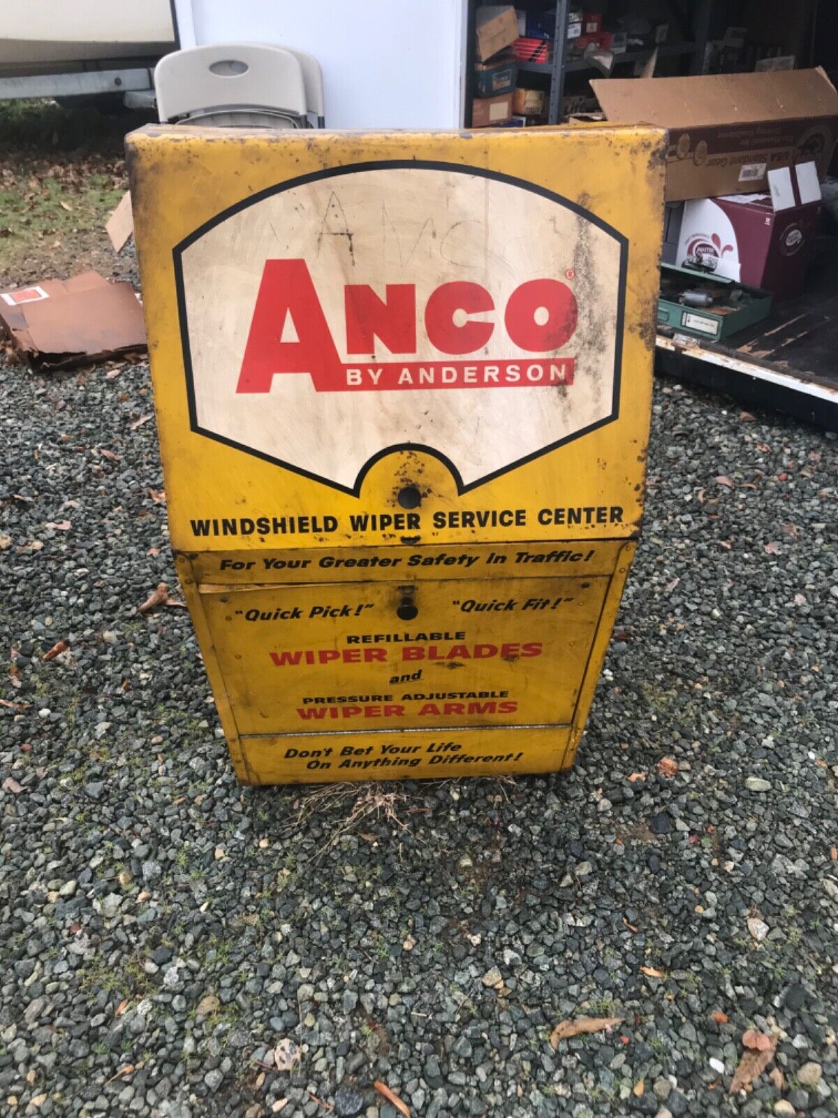 Large VINTAGE ANCO WIPER DISPLAY SERVICE CART PARTS CABINET SIGN 45x24x24