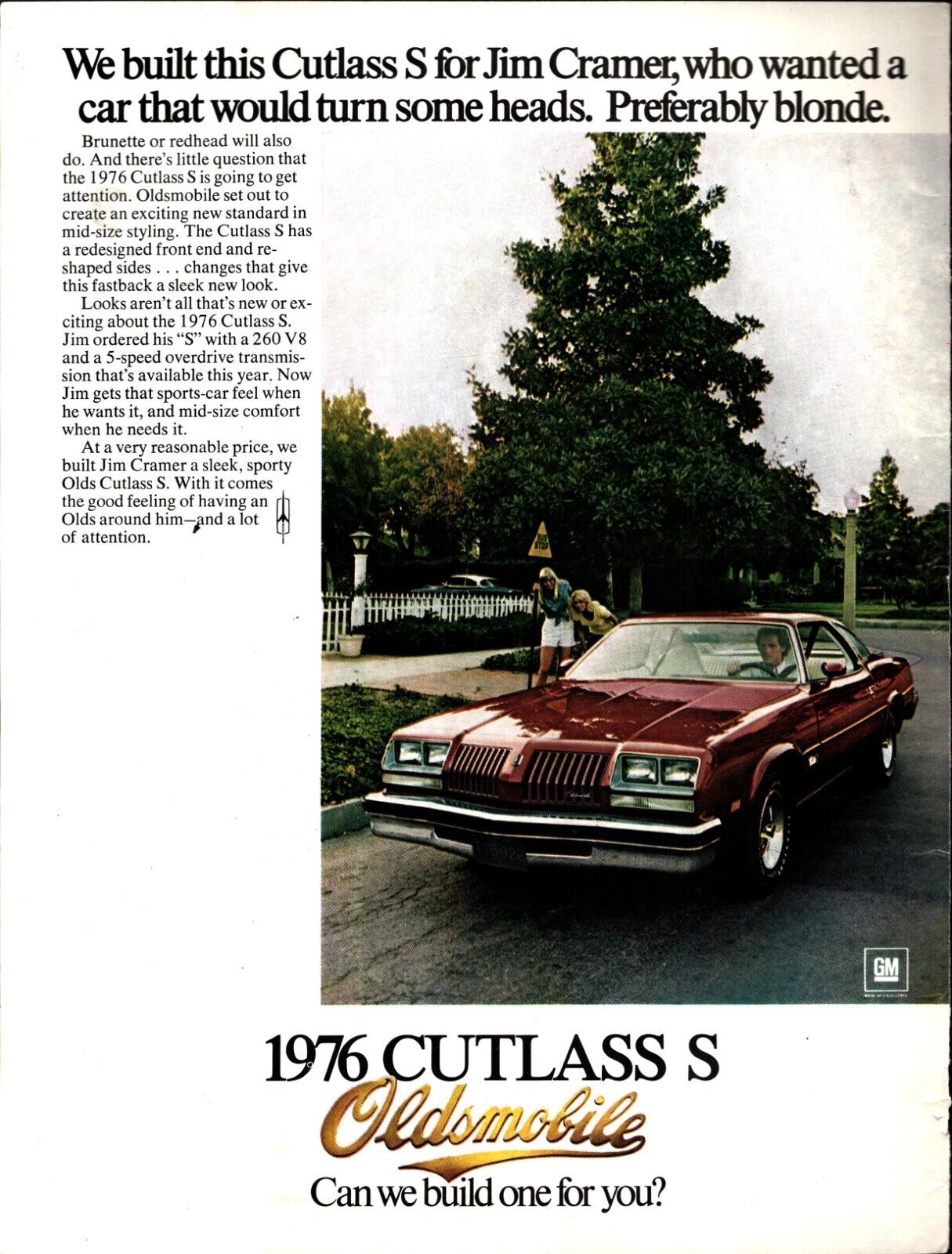 Vintage 1976 Oldsmobile Cutlass S Built For Jim Cramer Car Auto ad e1